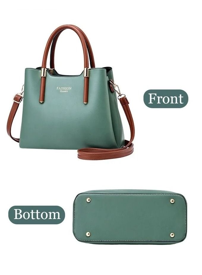WAOKN Retro Elegant Handbag Advanced Leather Unique Chic All-match Large Capacity One Shoulder/Crossbody Messenger Bag for Women/Mother/Girl Friend Gift Green - Image 5