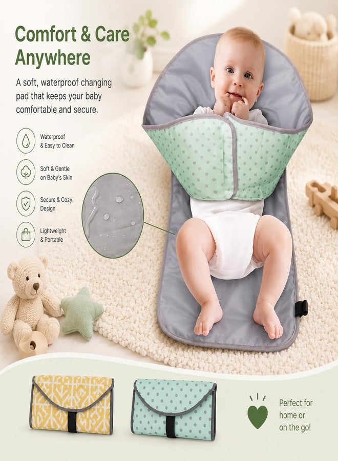 Babies Bloom Green 3 in 1 Multifunctional Travel Waterproof Baby Folding Diaper Changing Clutch/Matt Gifts for Mom Baby Travel Folding Diaper Clutch Matt - Image 2