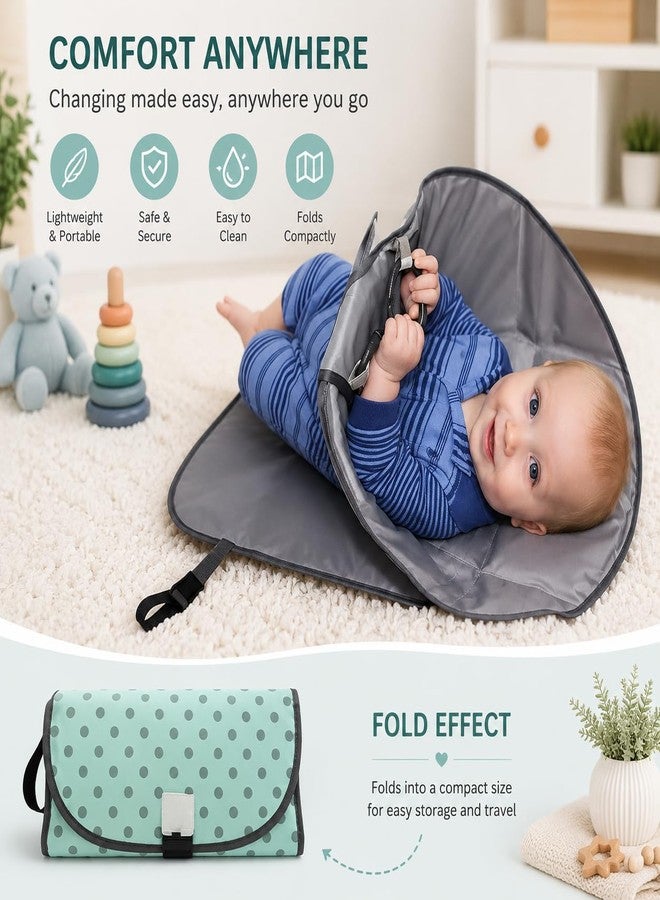 Babies Bloom Green 3 in 1 Multifunctional Travel Waterproof Baby Folding Diaper Changing Clutch/Matt Gifts for Mom Baby Travel Folding Diaper Clutch Matt - Image 3