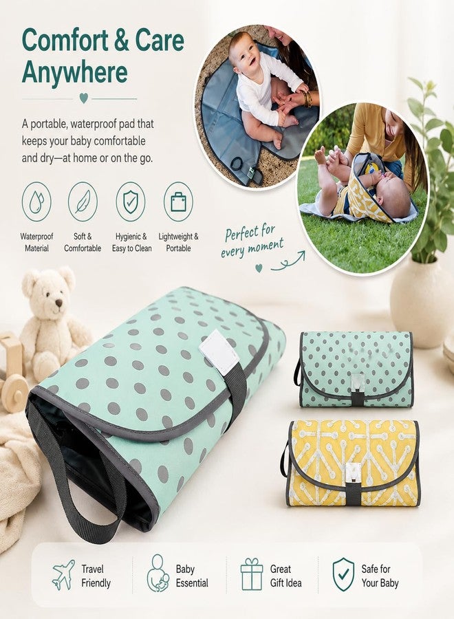 Babies Bloom Green 3 in 1 Multifunctional Travel Waterproof Baby Folding Diaper Changing Clutch/Matt Gifts for Mom Baby Travel Folding Diaper Clutch Matt - Image 5