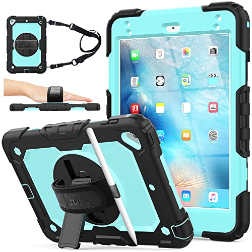 SEYMAC stock Case for iPad mini 54 with Screen Protector Pencil Holder 360 Rotating Hand Strap Stand DropProof Case for iPad mini 5th4th Generation 79 inch SkyBlueBlack