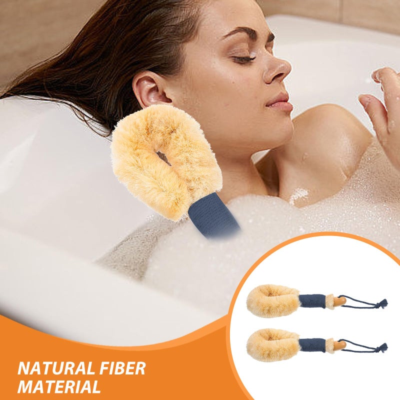 Natural Sisal Dry Body Brush 2 Pack Long Handle Exfoliating Back Scrubber For Men Women - Image 4