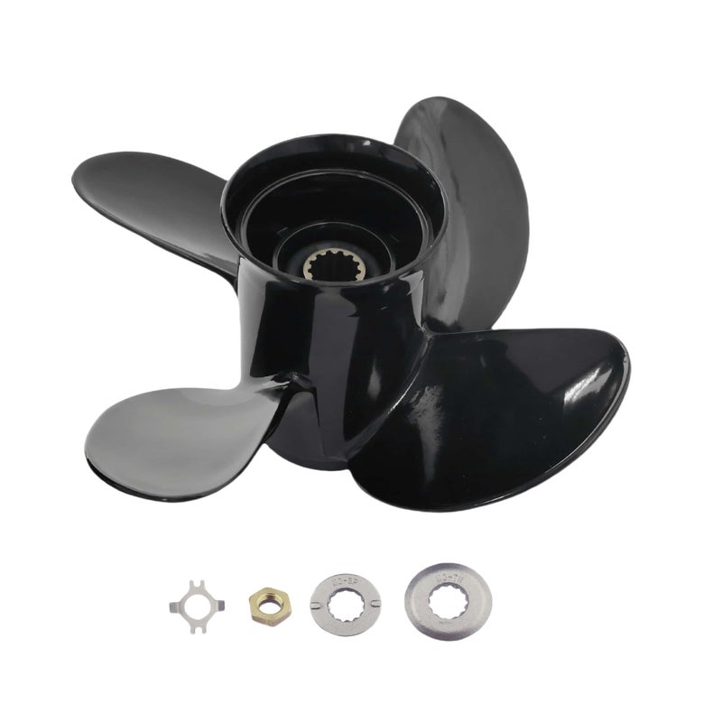 WINGOGO 488M8026630 103 X 13 Pitch 4 Blade 13 Spline Tooth Outboard Boat Propeller Replacement for Mercury 2570 HP Aluminum Prop with Hub Kit - Image 2