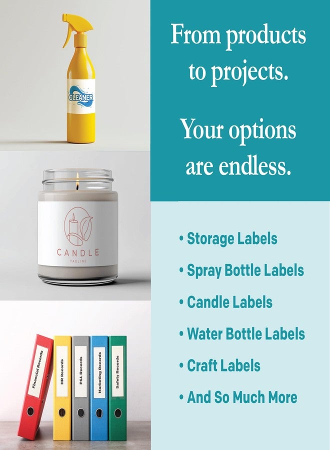 Premium Label Supply Matte White Water Bottle Stickers- NOT Waterproof – 8" x 2" – Laser/Inkjet Compatible – (5 per Sheet), 100 Sheets – 500 Total Adhesive Labels - Image 2