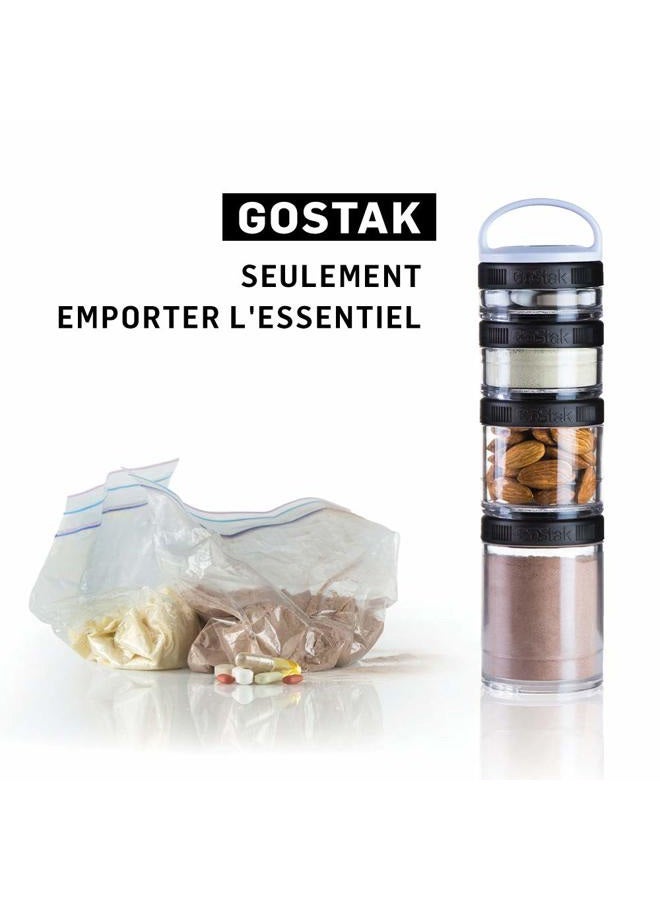 BlenderBottle Blender Bottle GoStak Food Storage Containers for Protein Powder, Healthy Snacks, and Portion Control, 100cc 3-Pak, Black - Image 3