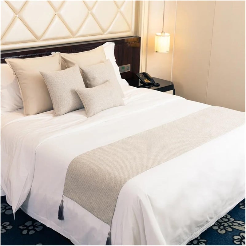 Bed Flag Tassel Bed Runner Hotel Pillowcase Bedding Wedding Decor Bed Tail Towel Protector Table Runner,Color 05-45x45 Pillowcase - Image 1