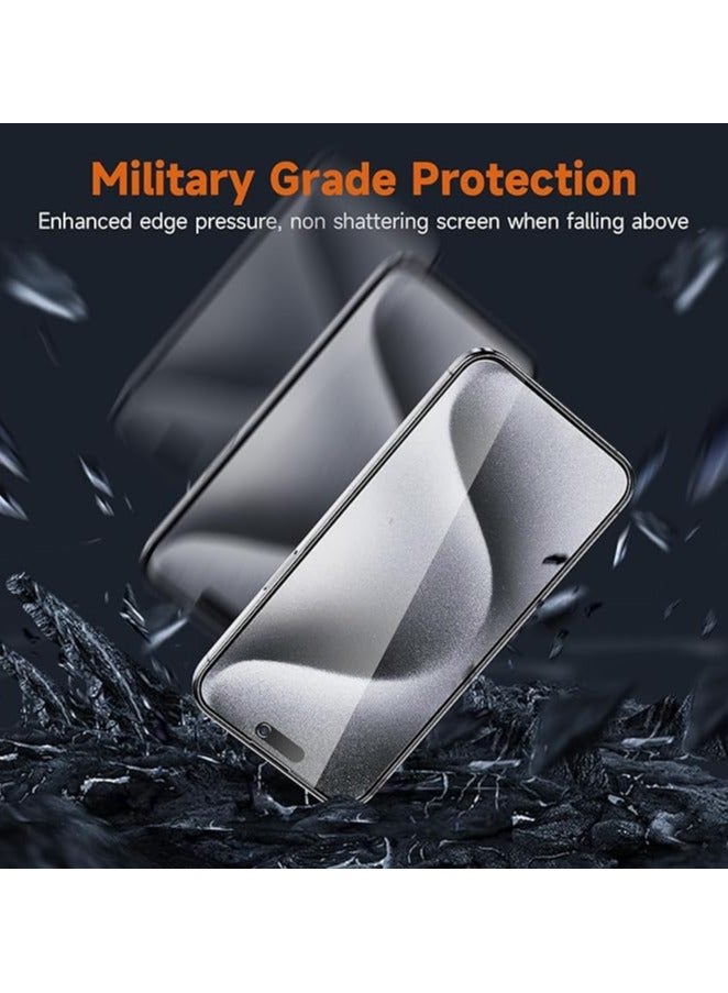 Privacy Screen Protector for iPhone 15 9H Tempered Glass 3-Pack Full Coverage Anti-Spy No Bubbles  Case Friendly (iPhone 15) - Image 3
