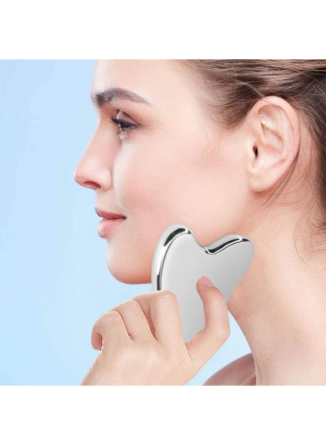 أداة تدليك الوجه غوا شا المصنوعة من الفولاذ المقاوم للصدأ، مكشطة غوا شا المصنوعة من الفولاذ المقاوم للصدأ لشد الوجه - Image 3