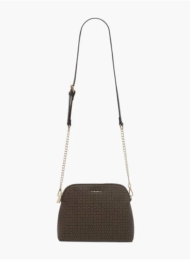 Flora Bella By Shoexpress Women Monogram Print Crossbody Bag with Zip Closure and Adjustable Strap