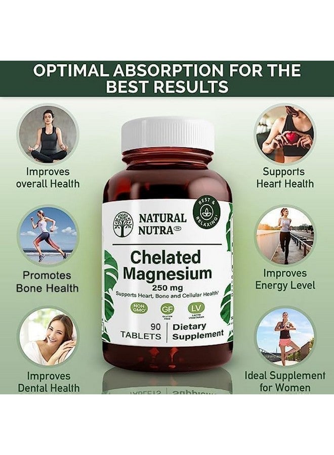 Natural Nutra Chelated Magnesium Oxide 250mg- High Absorption for Strong Bones, Heart Health, Improves Dental Health, Energy Boost, Gluten-Free, Non-GMO, 90Tablets in BPA-Free Recyclable Glass Bottles - Image 3
