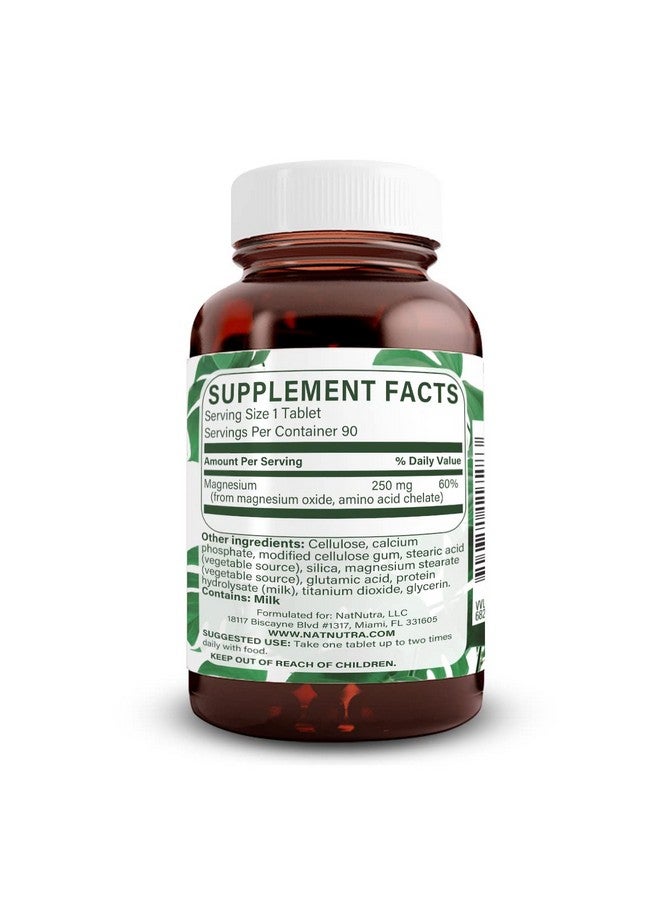 Natural Nutra Chelated Magnesium Oxide 250mg- High Absorption for Strong Bones, Heart Health, Improves Dental Health, Energy Boost, Gluten-Free, Non-GMO, 90Tablets in BPA-Free Recyclable Glass Bottles - Image 2