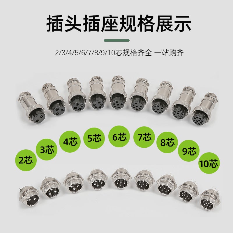 Aviation Plug Gx16-2/3/4/5/6/7/8/9/10 Core Hexagon Nut Cable Connector - Image 3