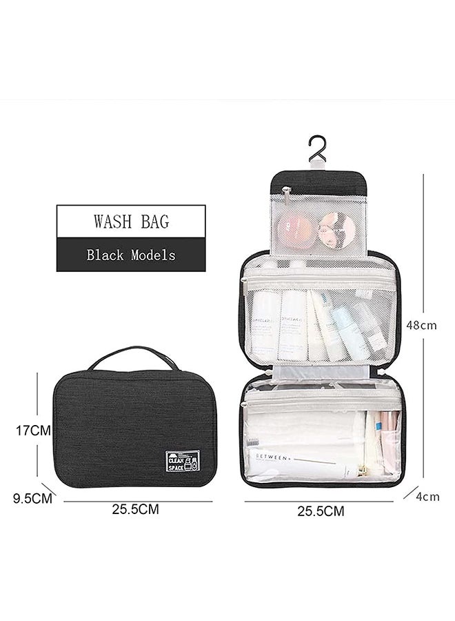 O Ozone Hanging Travel Wet Dry Toiletry Bag Beautician Women Men Bathing Storage Bag Folding Cosmetic Washbag Toilettas Makeup Organizer -Black- Black - Image 3