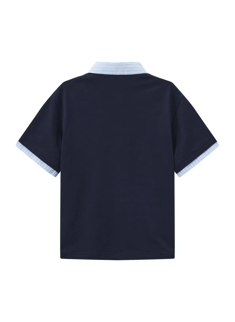بالابالا Kids Boys Lapel short-sleeved T-shirt