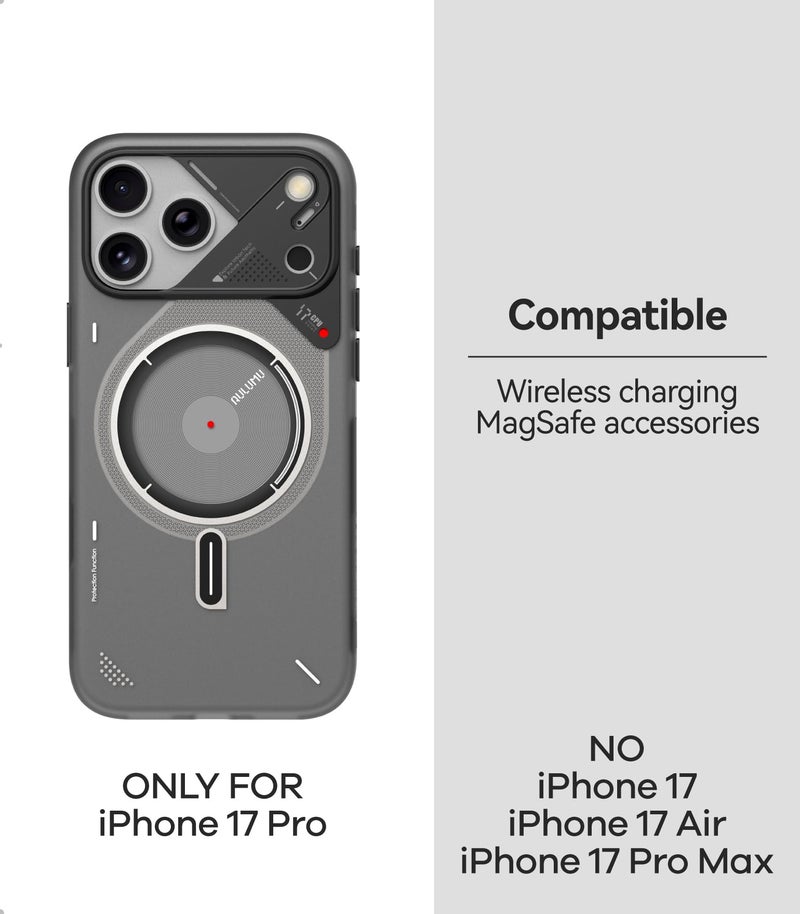 Aulumu A17 iPhone 17 Pro Magnetic Thermal Case | CoolHyper | with Camera Control | IMD Technology | Compatible with Magsafe | Touch Translucent Gray - Image 2