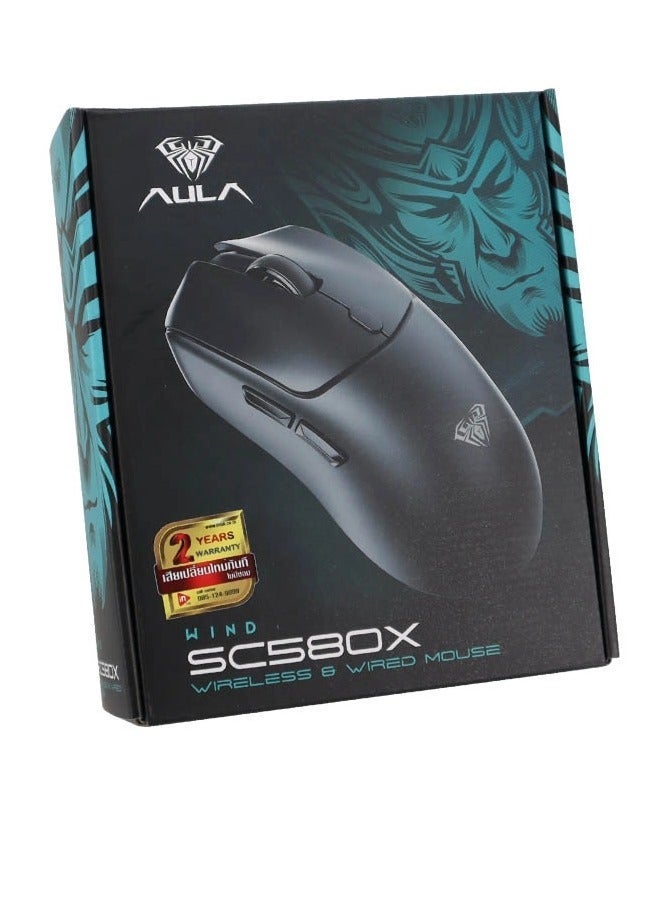 أولا فأرة الألعاب AULA SC580X – 3 أوضاع: لاسلكي 2.4G / بلوتوث / USB، 10000 DPI، خفيفة الوزن ومريحة - Image 1