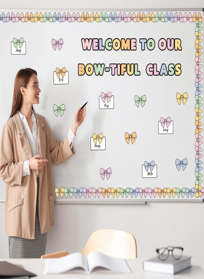 وولاين مجموعة لوحة إعلانات ورقية من Whaline مكونة من 73 قطعة، مزينة بأقواس قوس قزح، لتزيين الفصل الدراسي، مثالية لحفلات العودة إلى المدرسة. - Image 3