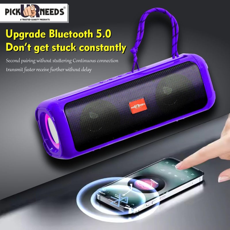 Pick Ur Needs Rechargeable Wireless Bluetooth Speaker Support TF Card/USB Device RGB Disco Light 2 Side Loud Speaker with Extra Bass (Blue) - Image 3