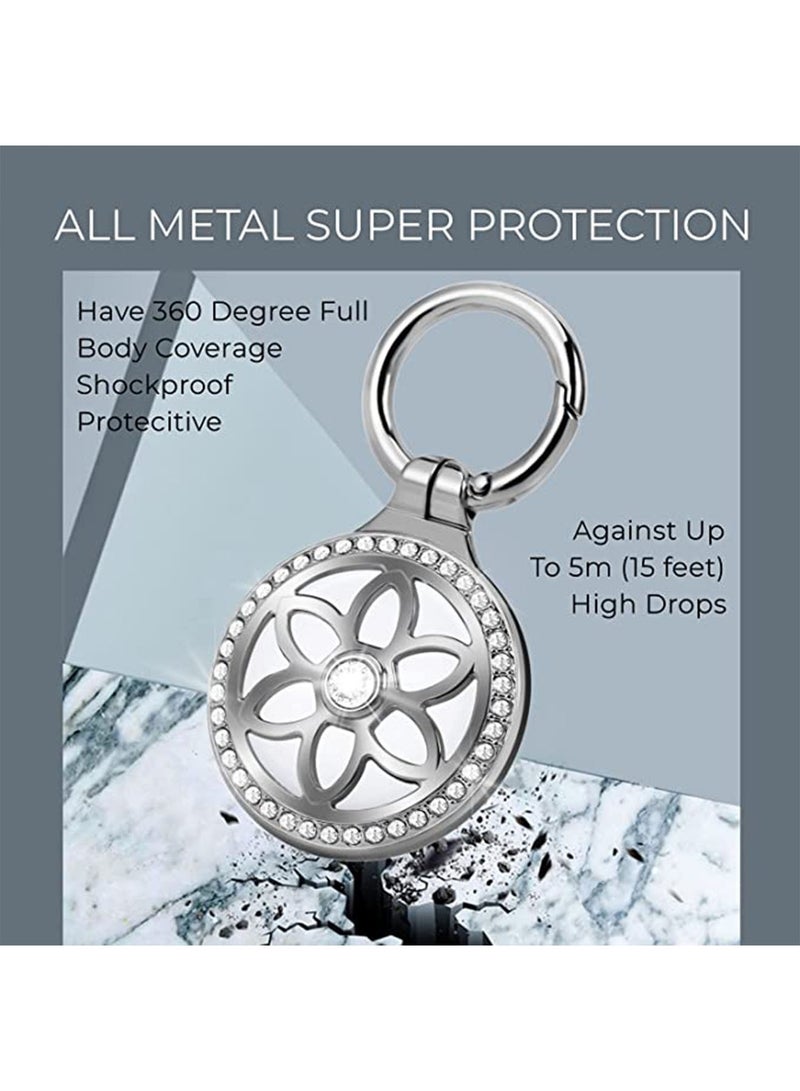 1 Pcs Airtag Metal Holder,AirTag Case with Key Ring,AirTag Keychain,Metal Protective AirTag Holder for Dog Cat Kids Keys Wallet Backpacks Sliver  - Image 4