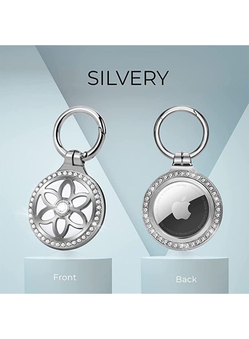 1 Pcs Airtag Metal Holder,AirTag Case with Key Ring,AirTag Keychain,Metal Protective AirTag Holder for Dog Cat Kids Keys Wallet Backpacks Sliver  - Image 2