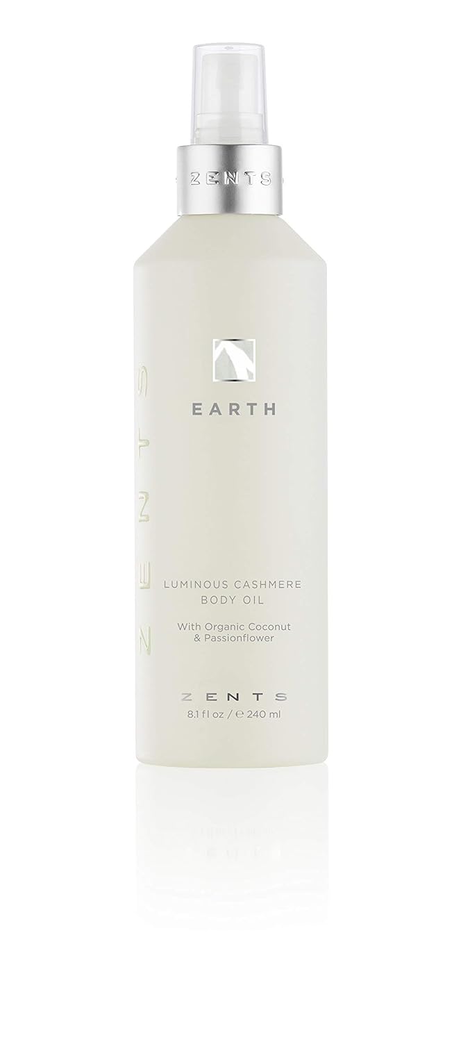 Zents Luminous Cashmere Body Oil Earth Fragrance  Moisturizing Body Oil with Vitamin E  Organic Coconut Oil  Softens  Smooths Skin  8 fl oz