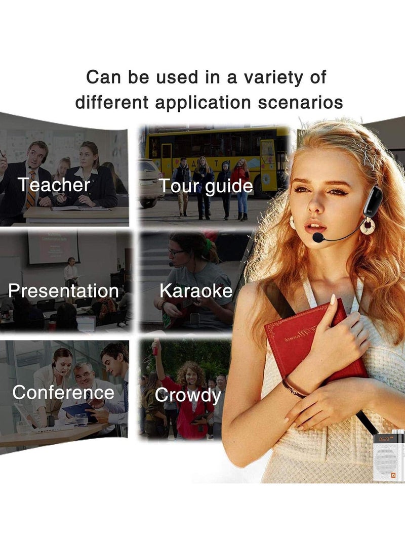 Voice Amplifier with UHF Wireless Microphone Headset, 3200mAh Portable Bluetooth Personal Voice Amplifier for Teachers, Fitness Instructors, Tour Guides, Classroom Speakers, and Outdoor Use - Image 5