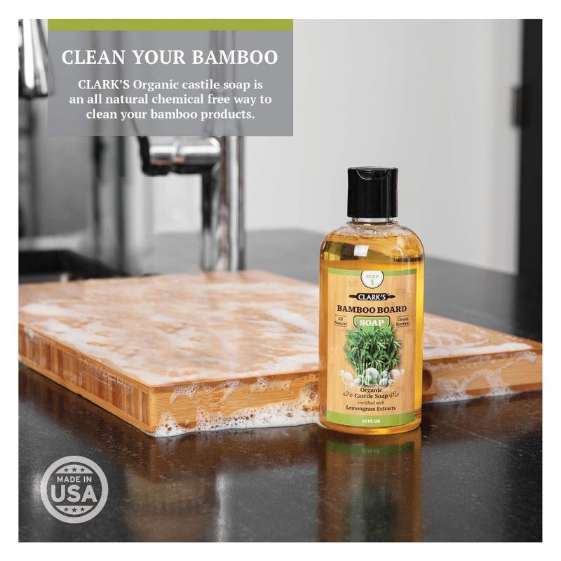 CLARK'S Cutting Board Organic Soap - Enriched with Lemongrass Extracts - Cleaner for Kitchen Countertops, Butcher Blocks, Bamboo, Wooden Bowls and Utensils - Cleans and Restores Wood - Food Safe - Image 2
