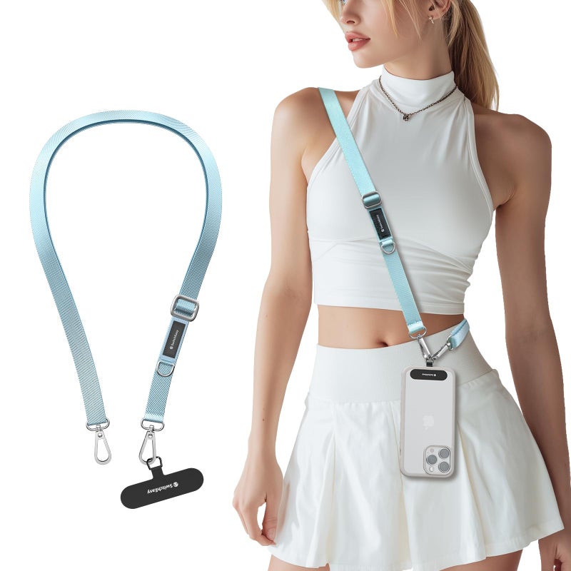 SWITCHEASY 20mm Adjustable Crossbody Phone Strap Compatible with Most Phones AntiTheft AntDrop Hands Free for Phone Lanyard Crossbody with Strap Card Phone Tether Tab EasyStrap Aquamarine - Image 2