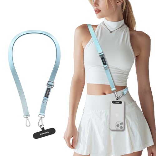 SWITCHEASY 20mm Adjustable Crossbody Phone Strap Compatible with Most Phones AntiTheft AntDrop Hands Free for Phone Lanyard Crossbody with Strap Card Phone Tether Tab EasyStrap Aquamarine - Image 1