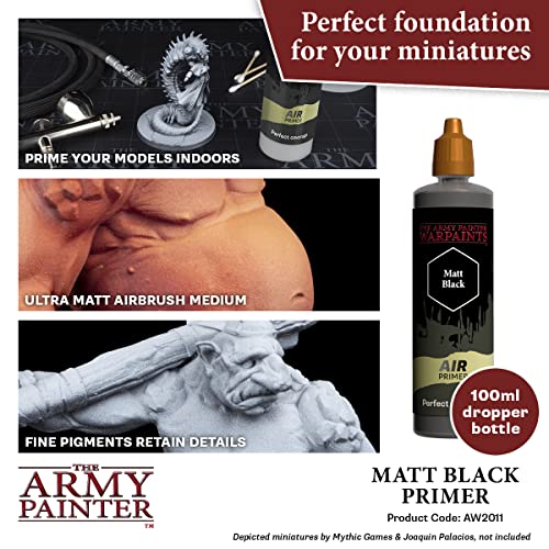 The Army Painter دهان الجيش، 100 مل طلاء هوائي أساس أسود غير لامع - للاير برش، ألعاب الحرب والنمذجة - Image 2