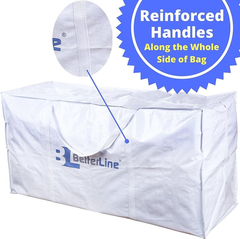BETTERLINE Extra Large Storage Bag - Heavy Duty 45x22x16 Inches Huge Tote Duffel with Max Load of 100 lbs. (45kg) - Tear-resistant & Water-resistant Polypropylene Woven Cloth, With Zippers - Image 4