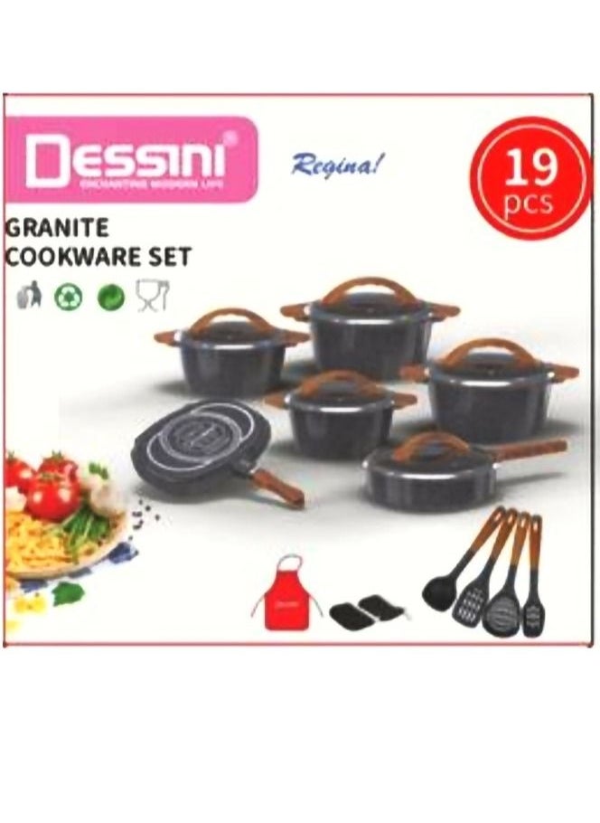 DESSINI 19 Pieces Granite Coated Cookware Set  - Image 2