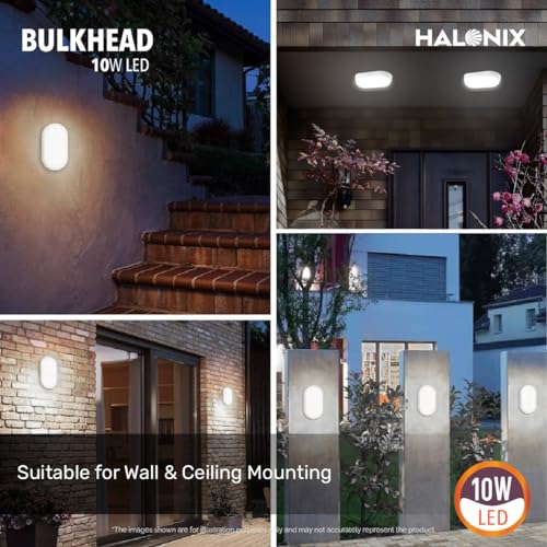 Halonix 10W wall Lamp LED Oval Shape Outdoor Bulkhead | Outdoor light waterproof IP65 | Waterproof Porch Light for Outdoor Garden Bathroom Light (Cool White, Pack of 3) - Image 2