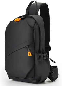Sling Crossbody Backpack Bag for Men Waterproof Lightweight One Strap with External USB Hole Design Men's Adjustable Shoulder Chest Travel Cycling Sports Outdoor Black