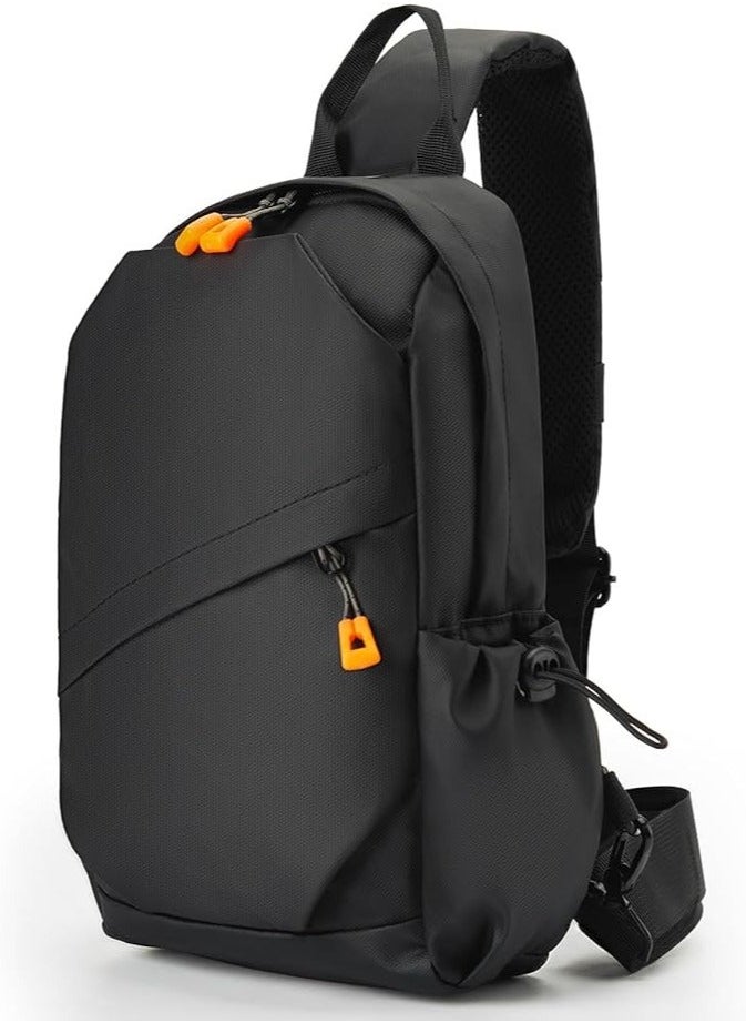NIBEMINENT - Sling Crossbody Backpack Bag for Men Waterproof Lightweight One Strap with External USB Hole Design Men's Adjustable Shoulder Chest Travel Cycling Sports Outdoor Black - Image 1