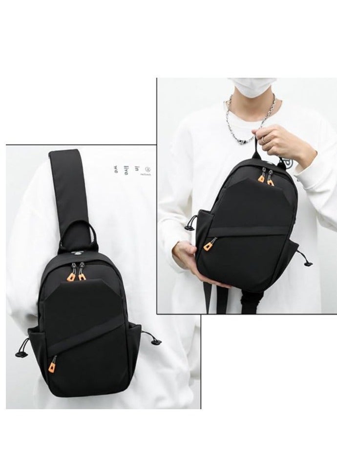 NIBEMINENT - Sling Crossbody Backpack Bag for Men Waterproof Lightweight One Strap with External USB Hole Design Men's Adjustable Shoulder Chest Travel Cycling Sports Outdoor Black - Image 1