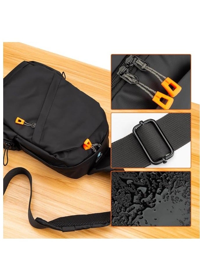 NIBEMINENT - Sling Crossbody Backpack Bag for Men Waterproof Lightweight One Strap with External USB Hole Design Men's Adjustable Shoulder Chest Travel Cycling Sports Outdoor Black - Image 1