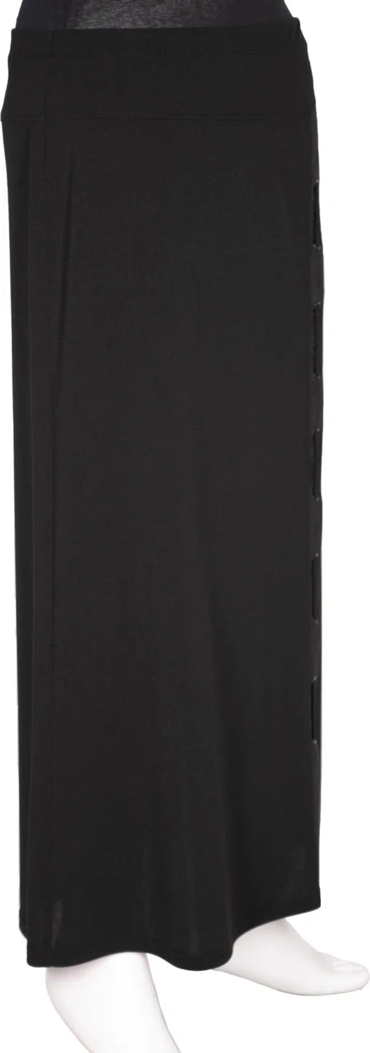 Hesna Women Esma Side Leather Lined Black Bell Skirt