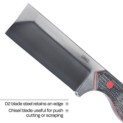 CRKT Razel Fixed Blade Knife: Everyday Carry Plain Edge, D2 Blade Steel, Resin Infused Fiber Handle w/Pocket Carry Sheath 4037,Silver/Black - Image 4