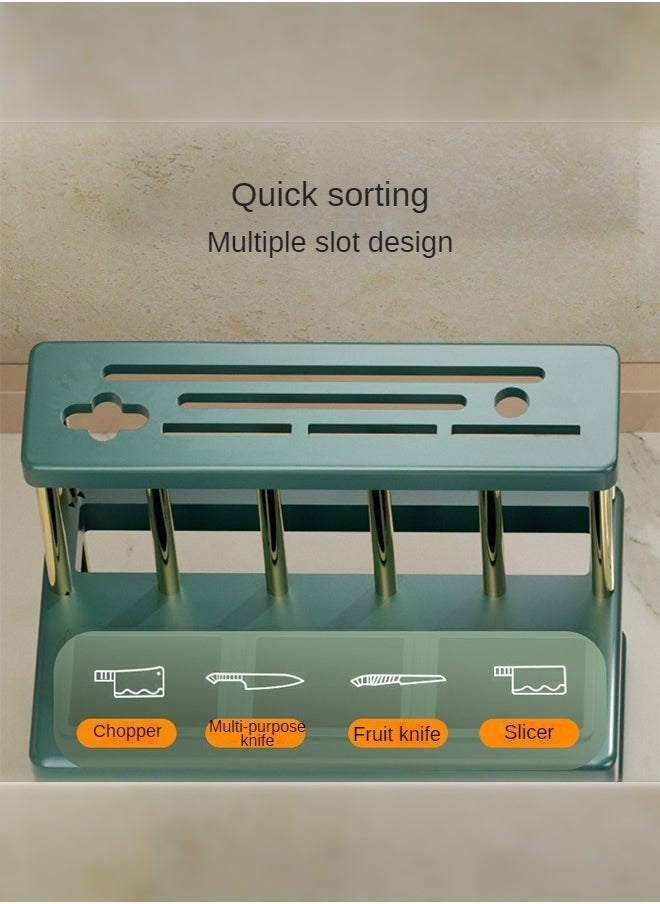 Kitchen Knives  Spoons  Chopsticks Storage Rack With Drain Tray