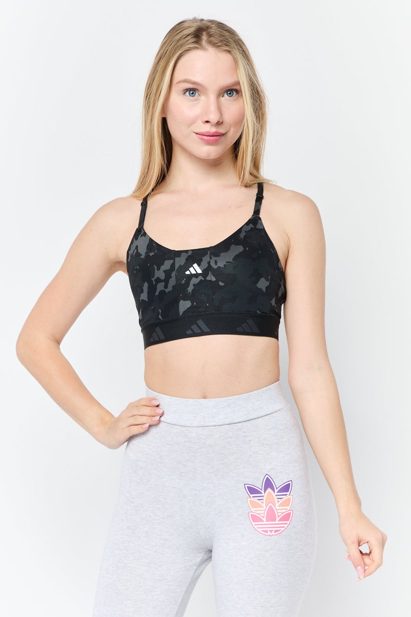 Adidas Women Brand Logo Padded Sports Bra, Black - Image 1