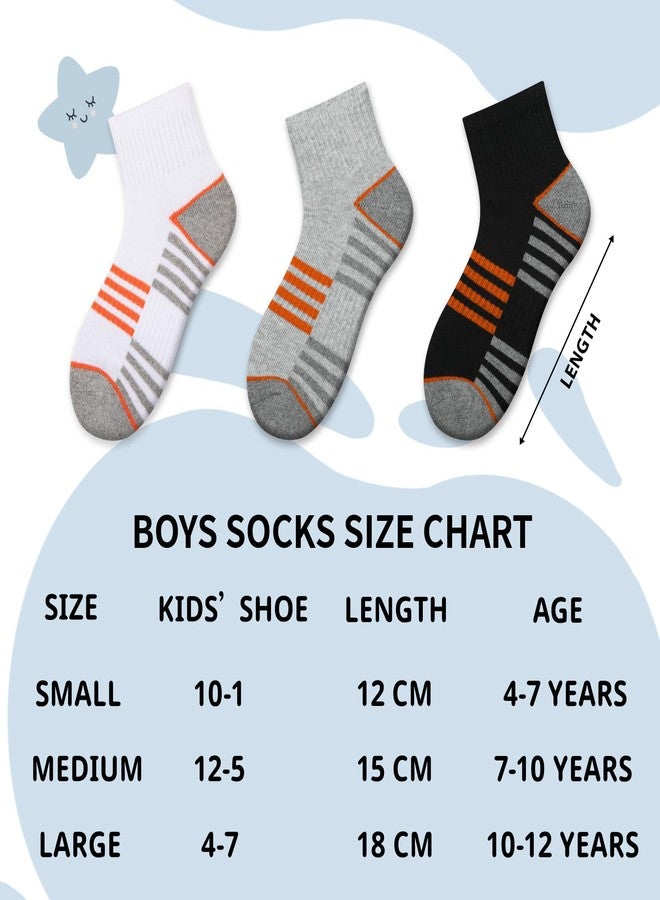 Comfoex Boys Athletic Quarter Socks - Ankle Sports Socks With Cushioned Sole - 6 Pairs, Sizes 4-6, 6-8, 8-10 Years Old, White 6 Pairs, 7-10 Years - Image 2
