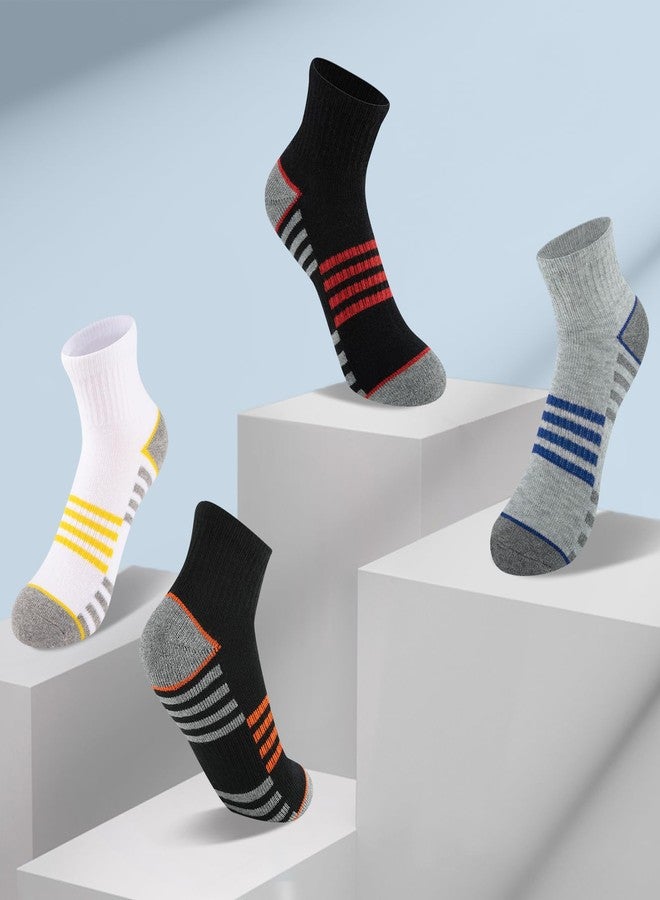 Comfoex Boys Athletic Quarter Socks - Ankle Sports Socks With Cushioned Sole - 6 Pairs, Sizes 4-6, 6-8, 8-10 Years Old, White 6 Pairs, 7-10 Years - Image 5