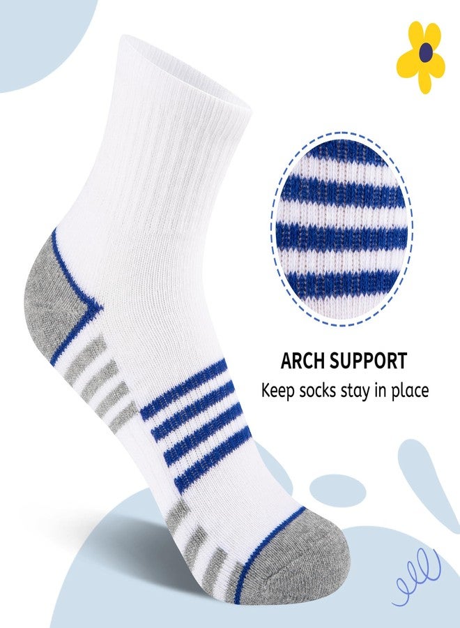 Comfoex Boys Athletic Quarter Socks - Ankle Sports Socks With Cushioned Sole - 6 Pairs, Sizes 4-6, 6-8, 8-10 Years Old, White 6 Pairs, 7-10 Years - Image 3
