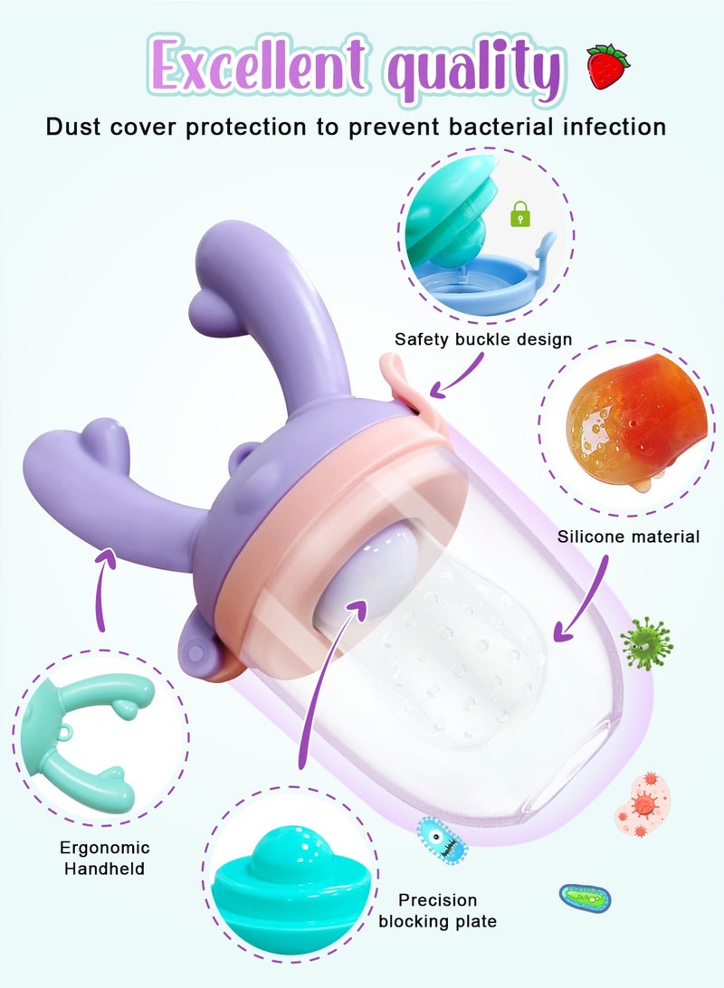 URbazaar 3 Pack Silicone Baby Fruit Food Feeder Pacifier with 3 Sizes Silicone Pouches, BPA Free Mesh Feeder for Infants  - Image 2
