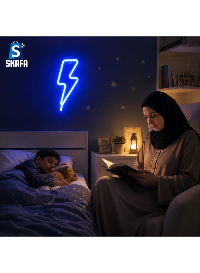 سكافا لافتة نيون على شكل صاعقة | لافتة نيون على شكل صاعقة LED | لافتة نيون على شكل صاعقة LED، ديكور حائط للمنزل وحفلات أعياد الميلاد وغرفة المعيشة وحفلات الزفاف. - Image 3