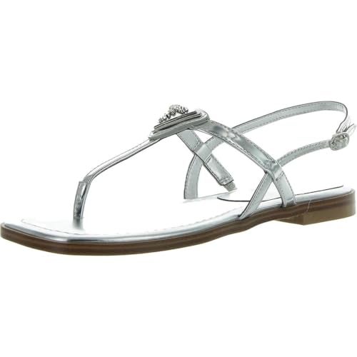 GUESS Women's Rainey Flat Sandal, Silver 040, 7.5 - Image 1