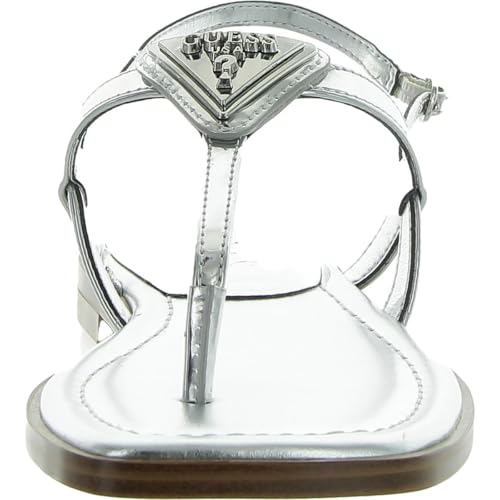 GUESS Women's Rainey Flat Sandal, Silver 040, 7.5 - Image 3