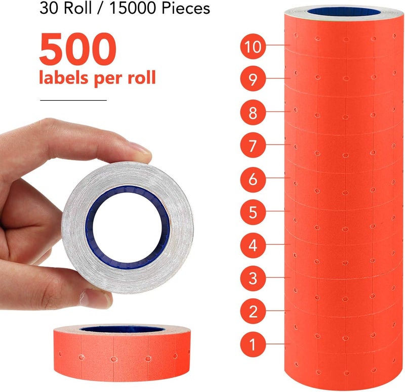 Hatisan 8 Digits Price Tag Gun Kit with 5000 Sticker Labels and 3 Ink Refill， Label Gun Pricing Guns for Office， Retail Shop， Grocery Store Organization Marking (30 Roll Saffron) - Image 2