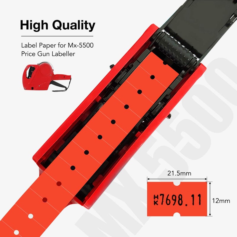 Hatisan 8 Digits Price Tag Gun Kit with 5000 Sticker Labels and 3 Ink Refill， Label Gun Pricing Guns for Office， Retail Shop， Grocery Store Organization Marking (30 Roll Saffron) - Image 3